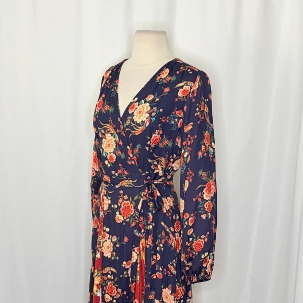 Anthropologie‎ FARM RIO Gracia Wrap Maxi Dress Floral Birds Bohemian X-Small - Picture 8 of 15